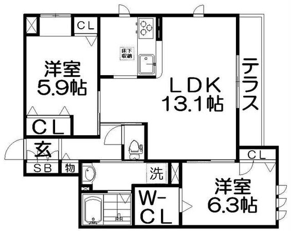 リッシュベレオ東香里の物件間取画像